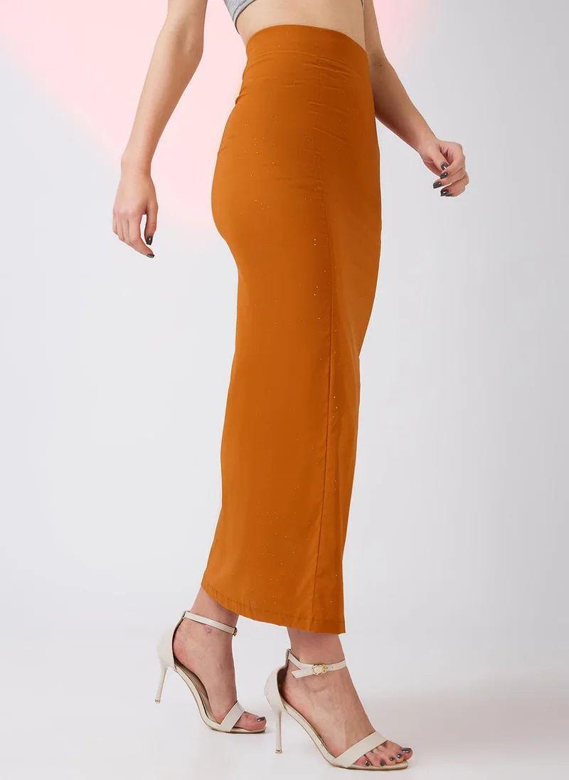 globus Globus Women High Rise Side Slit Bling Effect Maxi Pencil Party Skirt